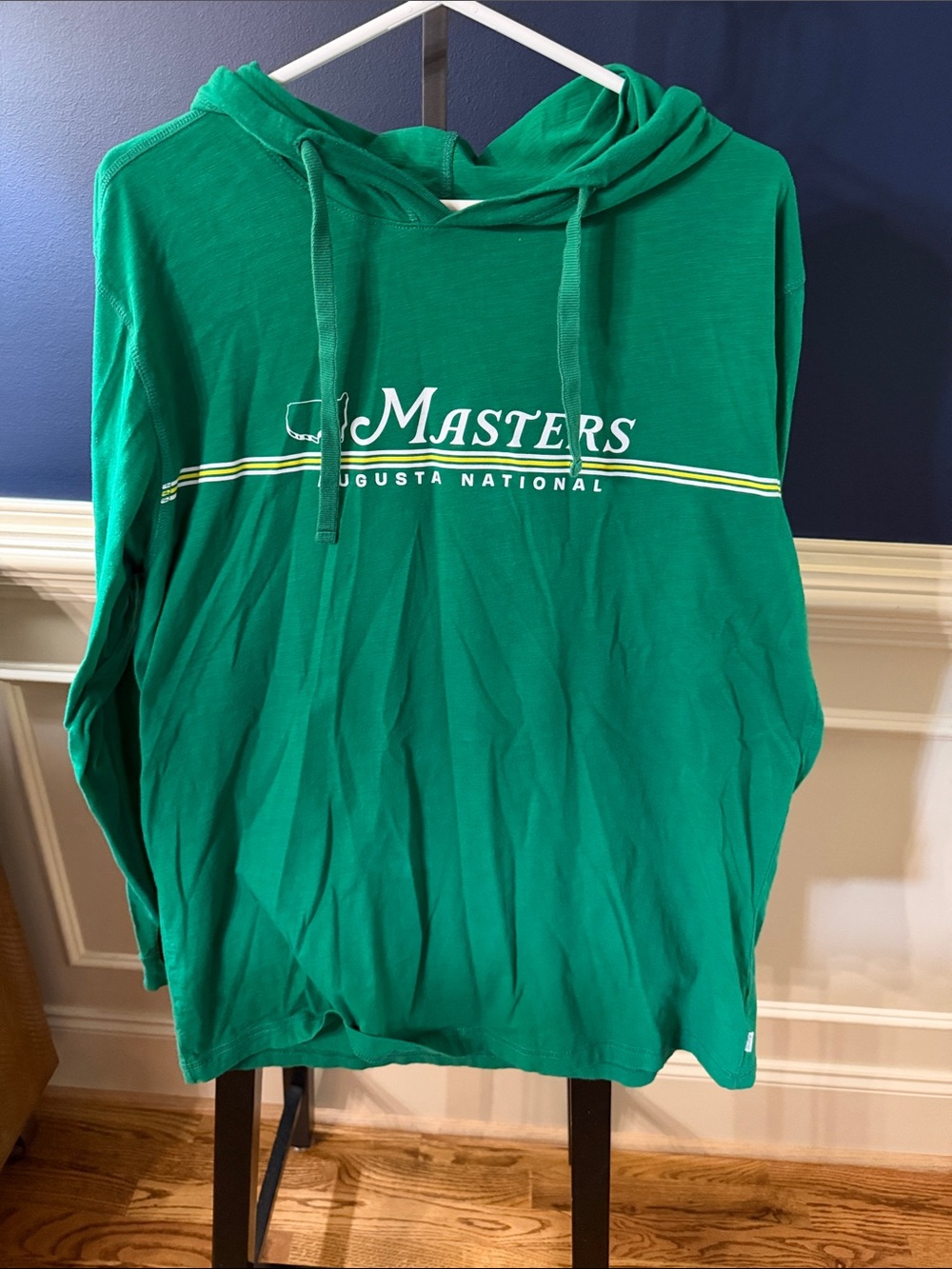 Masters Green t shirt with hood with White and Yellow Augusta Script